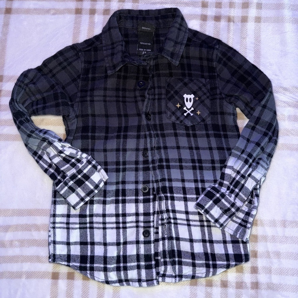 Disney Nightmare Before Christmas Zero Ombre Plaid Flannel Shirt Kids 2T
